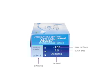 Lente de Contato Acuvue Moist 1 Day com Lacreon Grau Diário