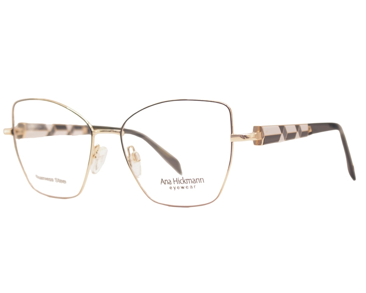 Óculos de Grau Ana Hickmann Duo Fashion Preto Dourado ANA7 09A-55