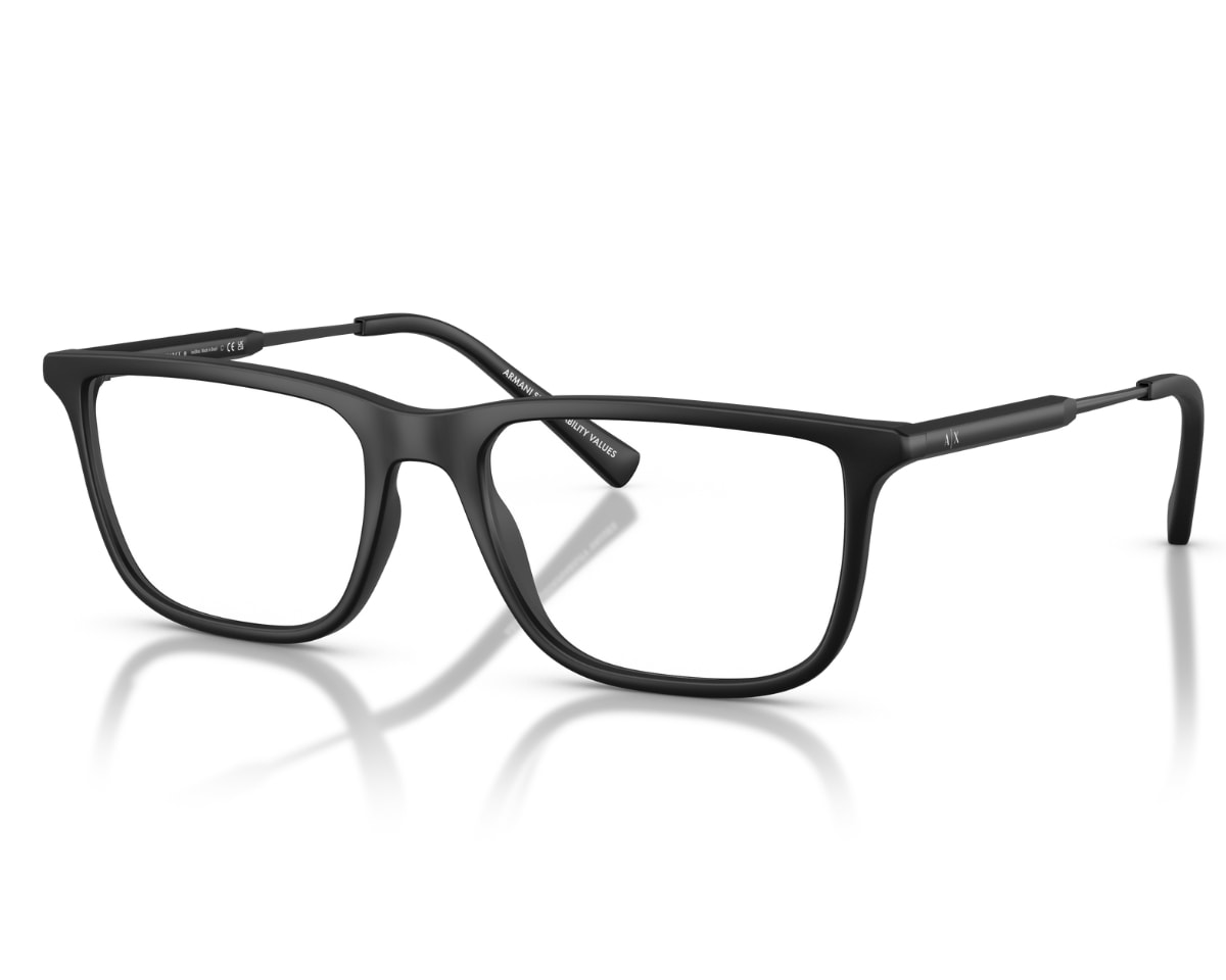 あー Óculos de Grau Armani Exchange Vibes Preto Fosco AX3126 8078-54