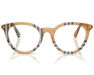 Óculos de Grau Burberry Tubular Check Marrom BE2429 4163-50