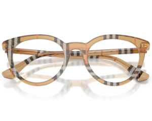 Óculos de Grau Burberry Tubular Check Marrom BE2429 4163-50