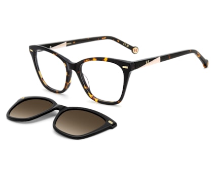 Óculos de Grau Carolina Herrera Clip On Havana Polarizado HER0334C 086-53