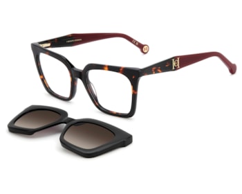 Óculos de Grau Carolina Herrera Clip On Havana Polarizado HER0376/C 086-52