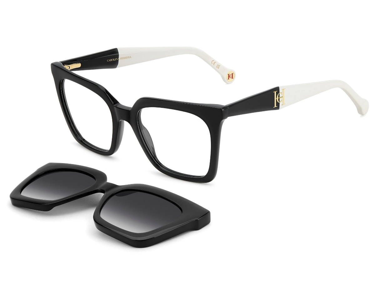 Óculos de Grau Carolina Herrera Clip On Preto HER0376/C 80S-52