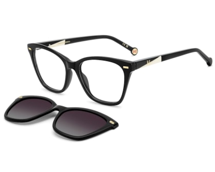 Óculos de Grau Carolina Herrera Clip On Preto Polarizado HER0334C 807-53