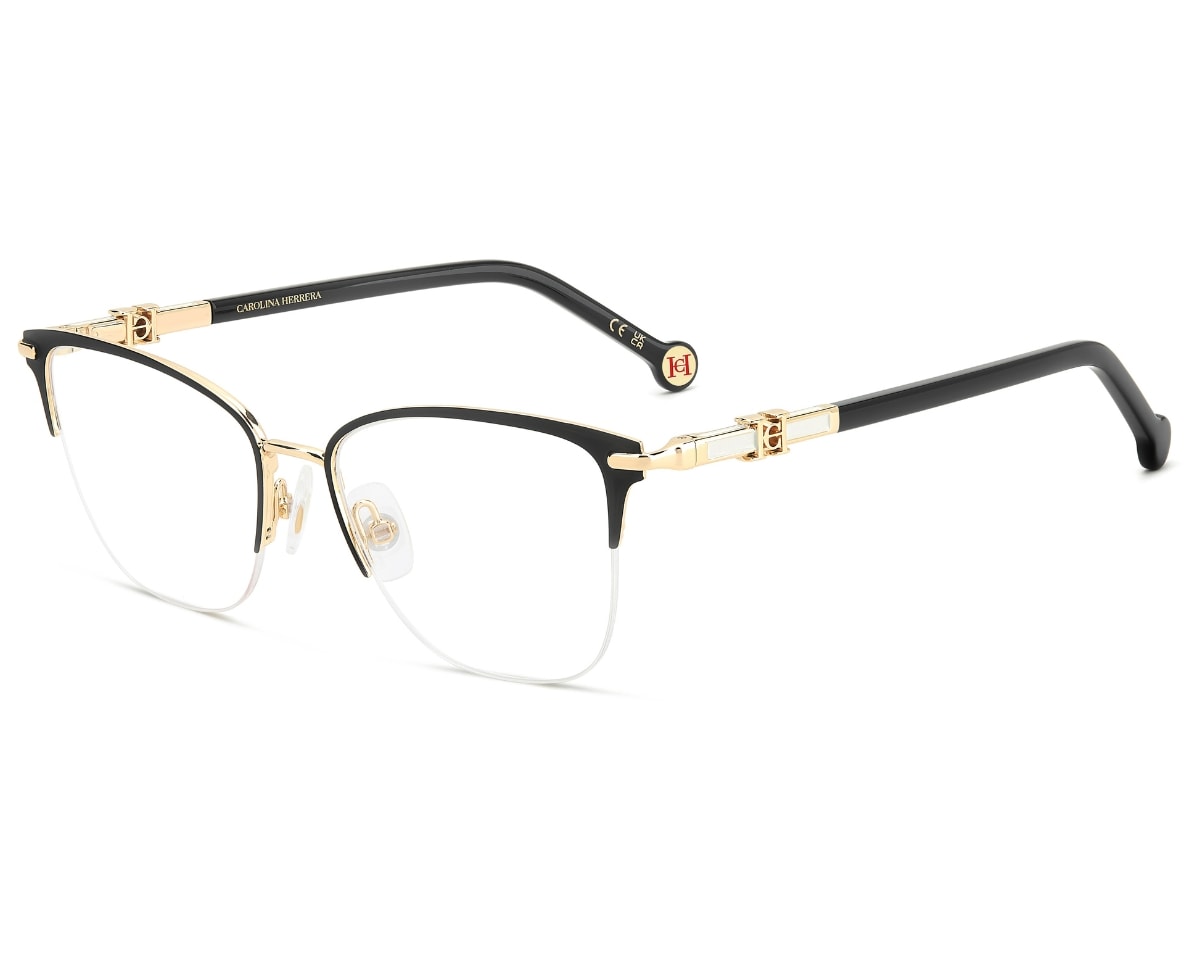 Óculos de Grau Carolina Herrera Dourado Preto HER0384 RHL-52