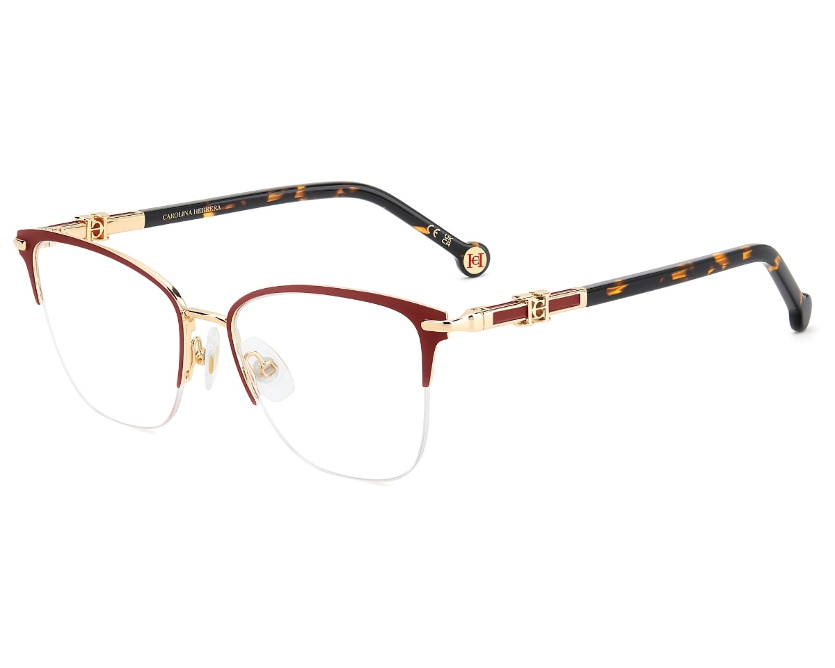 Óculos de Grau Carolina Herrera Dourado Vinho HER0384 6K3-52