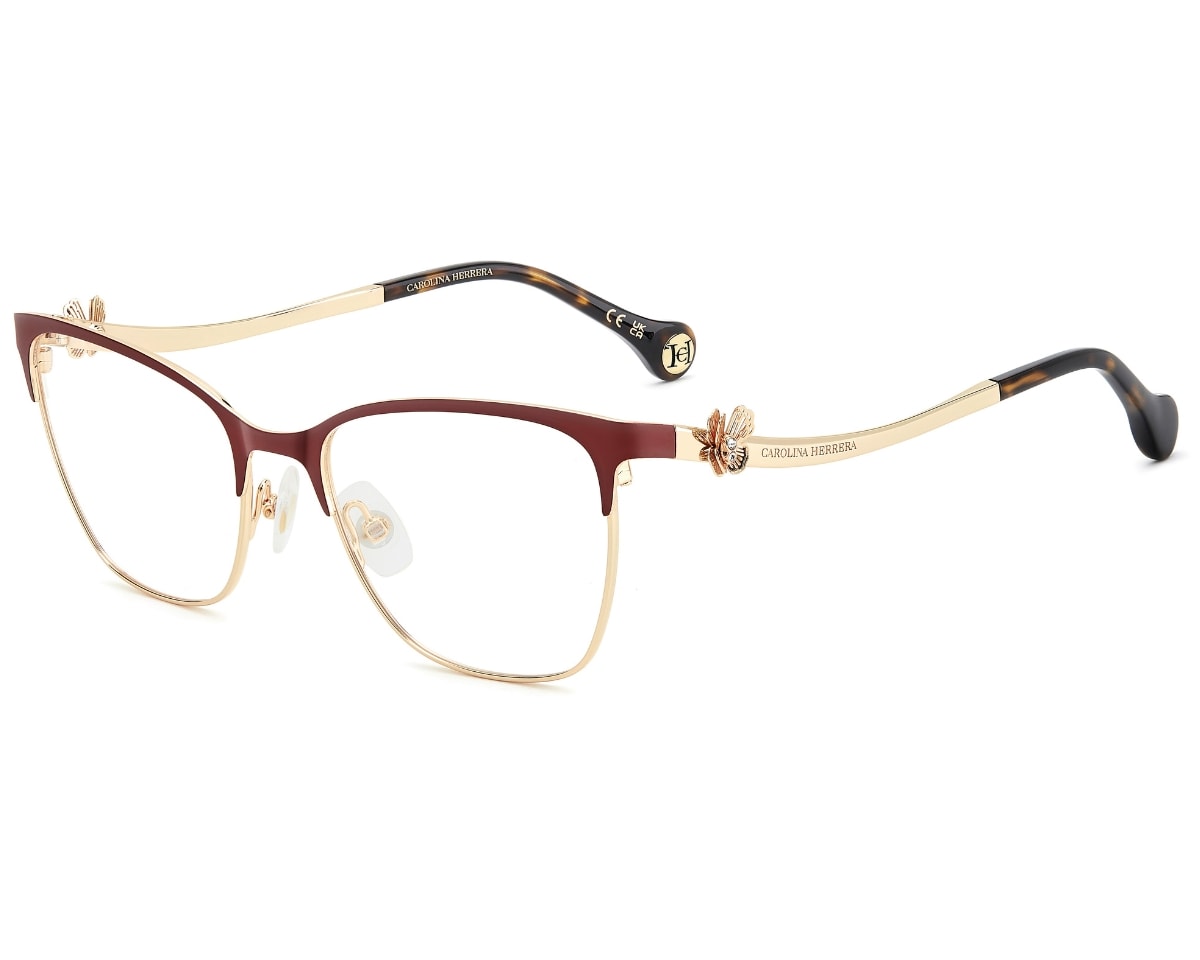Óculos de Grau Carolina Herrera Dourado Vinho HER0398 6K3-54
