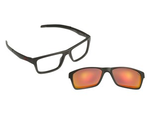 Óculos de Grau HB Clip On 93160 Matte Graphite Polarized Red