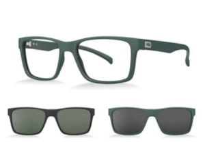 Óculos de Grau HB Clip On Swithc 0339 Matte Military Green Gray Polarizado Green G15