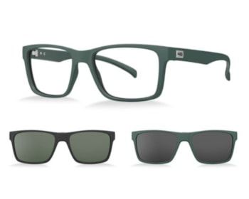 Óculos de Grau HB Clip On Swithc 0339 Matte Military Green Gray Polarizado Green G15