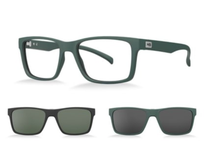Óculos de Grau HB Clip On Swithc 0339 Matte Military Green Gray Polarizado Green G15