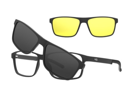 Óculos de Grau HB Clip On Swithc 0538 Matte Black Gray Night Driv