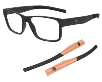 Óculos de Grau HB Polytech 0546 Matte Black + Haste Wood Demo