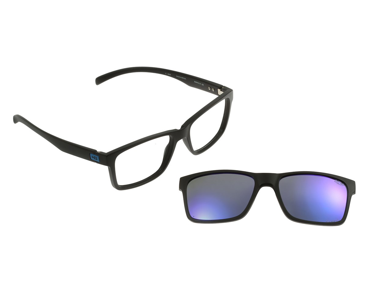 Óculos de Grau HB Switch Clip On 0339 Matte Black Polarized Blue
