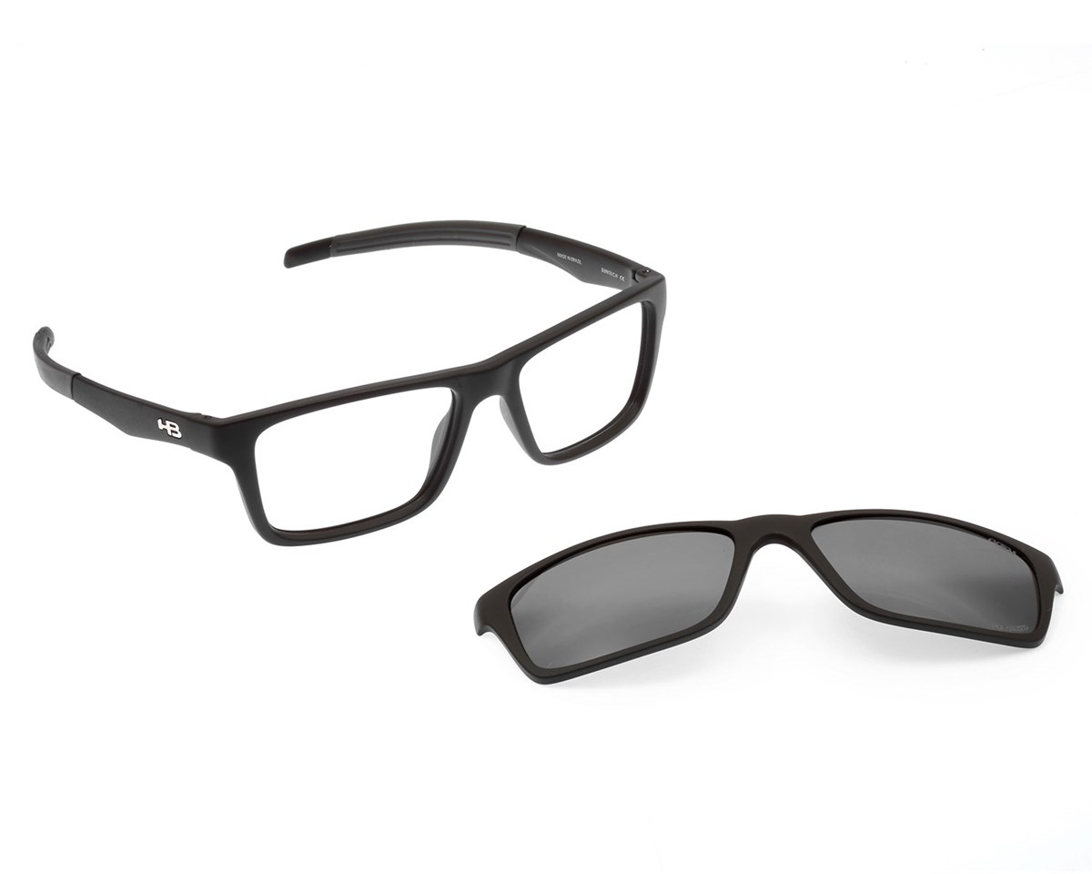 Óculos de Grau HB Switch Clip On Matte Black Polarized Gray