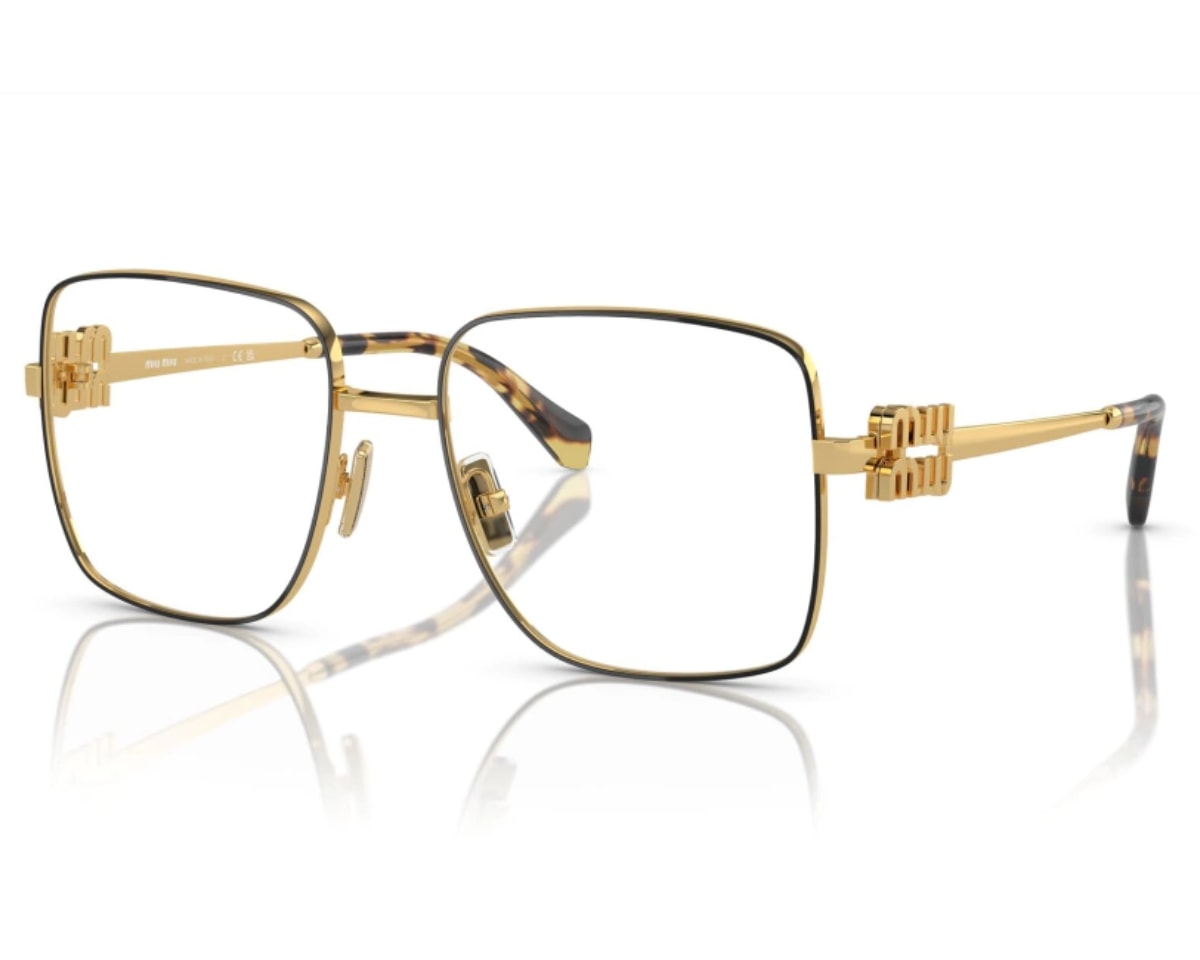 Óculos de Grau Miu Miu Main Collection Dourado Preto MU51XV KUI1O1-54