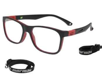 Óculos de Grau Mormaii Grab NXT Infantil Preto Fosco Vermelho M6077 Aa9/51-51