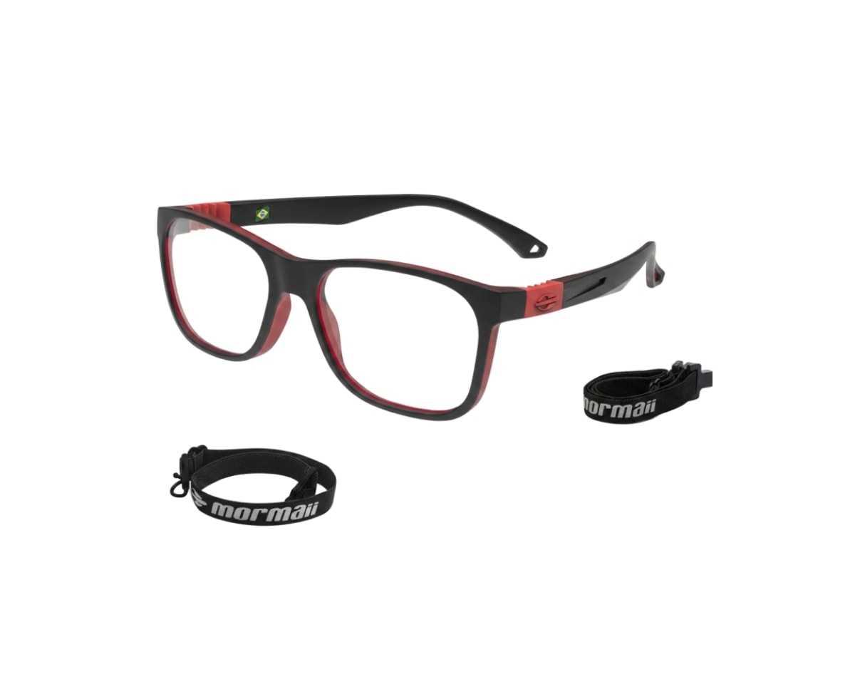 Óculos de Grau Mormaii Grab NXT Infantil Preto Fosco Vermelho M6077 Aa9/51-51
