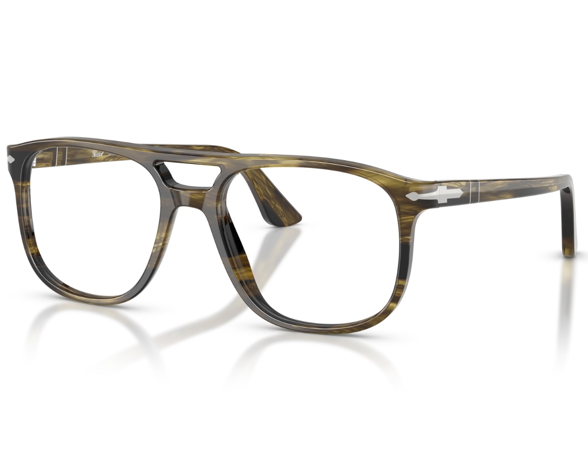 Óculos de Grau Persol Icona Striped Black Olive Green PO3329V 1237-54