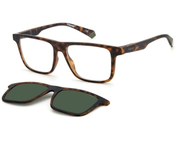 Óculos de Grau Polaroid Clip On Havana Fosco Polarizado PLD2131CS N9P-55