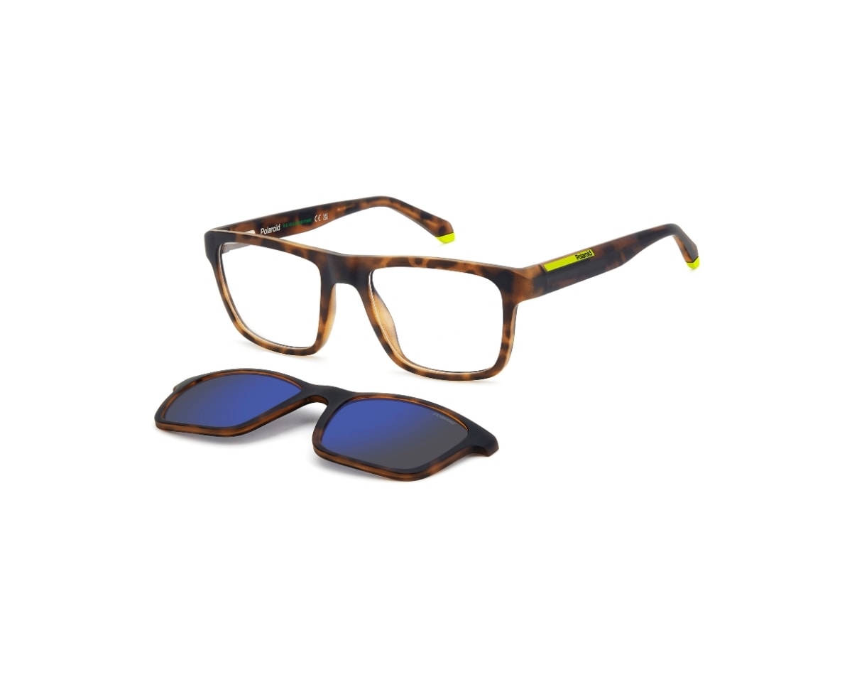 Óculos de Grau Polaroid Clip On Havana Fosco Polarizado PLDD641/C N9P-53