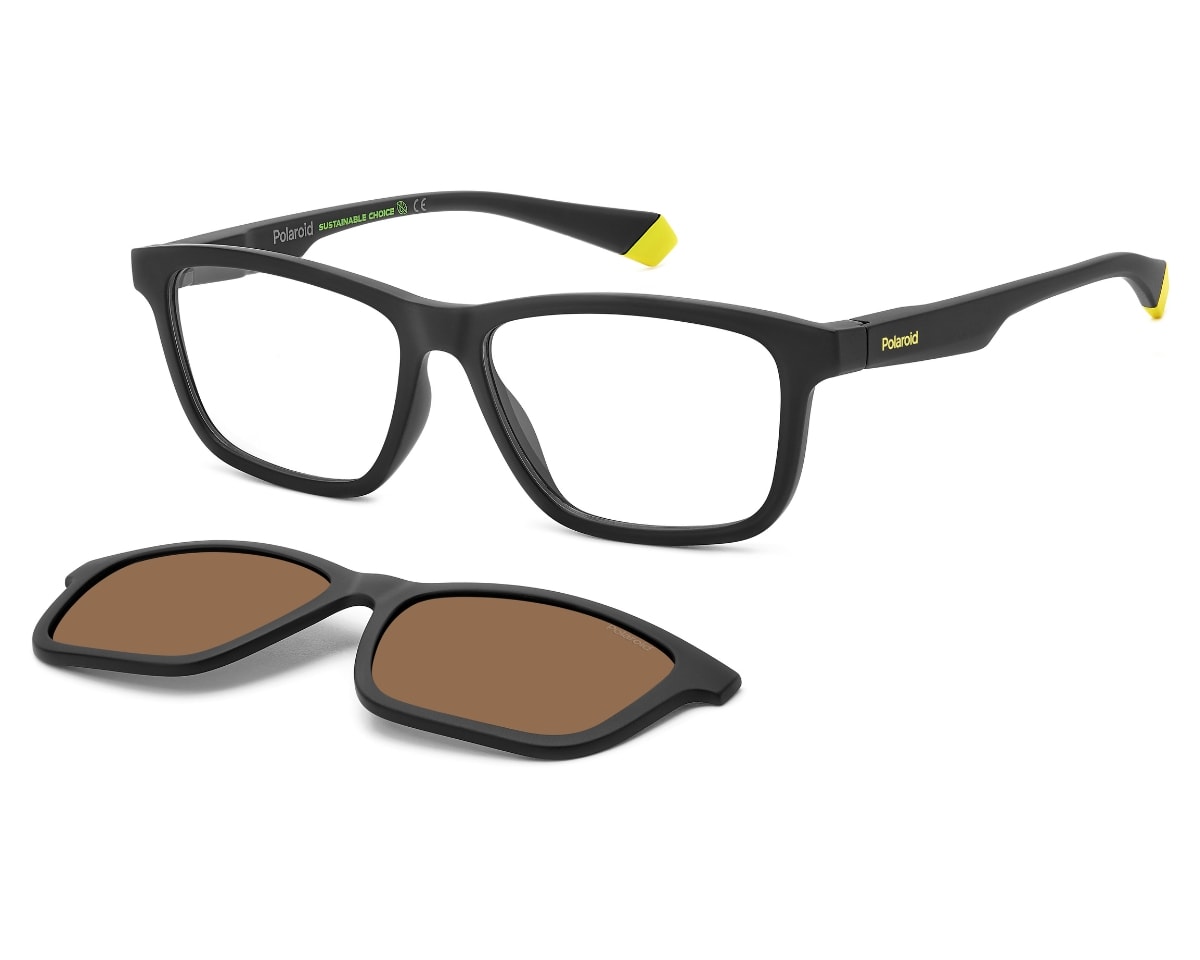 Óculos de Grau Polaroid Clip On Preto Fosco Polarizado PLD2147CS 003-55