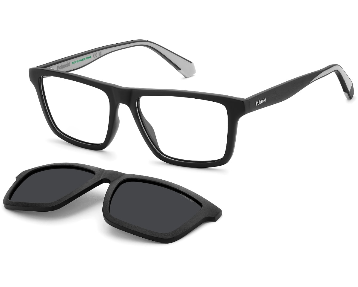 Óculos de Grau Polaroid Clip On Preto Fosco Polarizado PLDD590C O6W-55