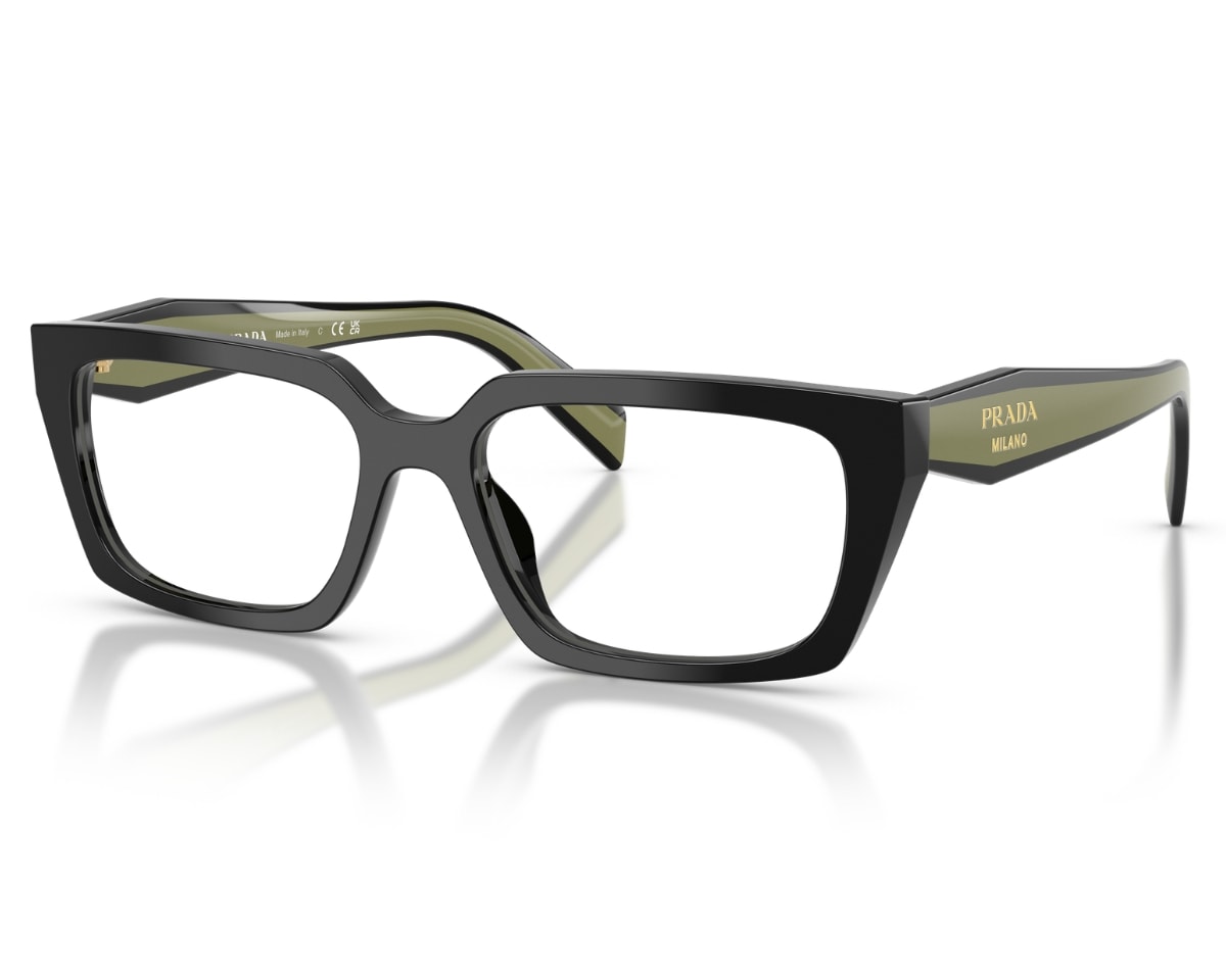 Óculos de Grau Prada Design Preto Brilho Verde PRD05V 03K1O1-55