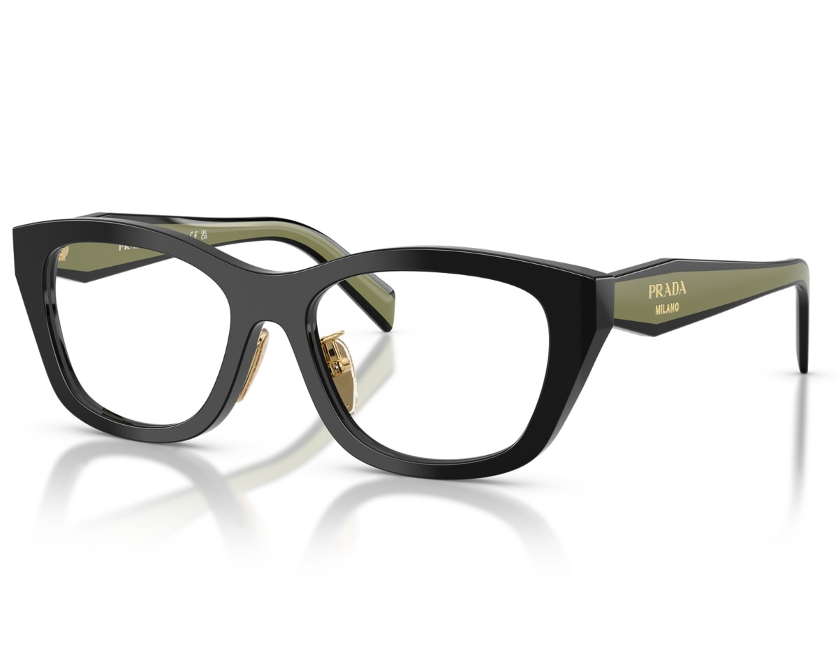 Óculos de Grau Prada Design Preto Verde PRD11VD 03K1O1-53