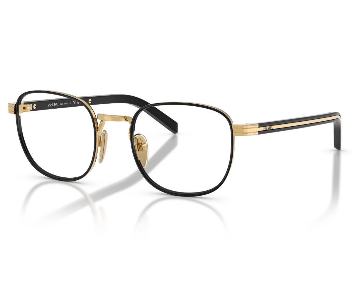 Óculos de Grau Prada Heritage Dourado Preto PRD50V 5AK1O1-50