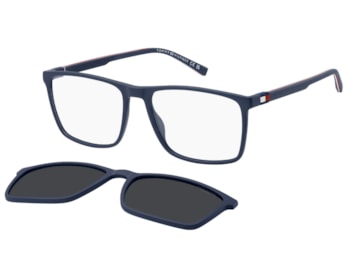 Óculos de Grau Tommy Hilfiger Clip On Azul Fosco Polarizado TH2320/C PJP-56