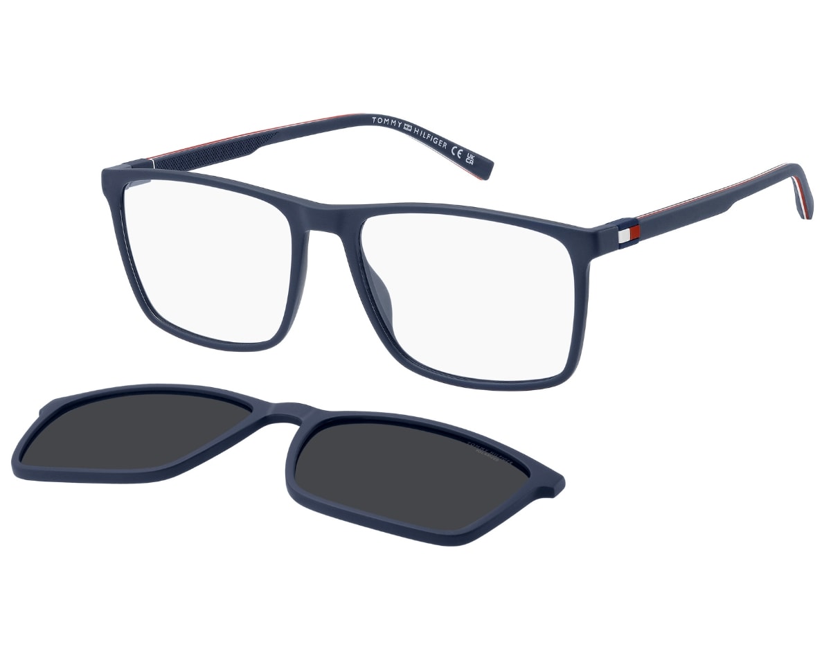 Óculos de Grau Tommy Hilfiger Clip On Azul Fosco Polarizado TH2320/C PJP-56