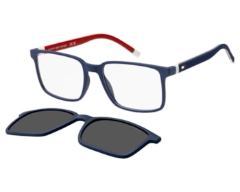 Óculos de Grau Tommy Hilfiger Clip On Azul Fosco Polarizado TH2377/C PJP-54