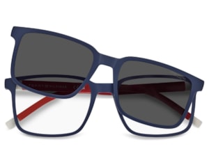 Óculos de Grau Tommy Hilfiger Clip On Azul Fosco Polarizado TH2377/C PJP-54