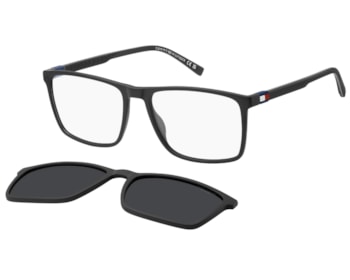 Óculos de Grau Tommy Hilfiger Clip On Preto Fosco Polarizado TH2320/C 807-56