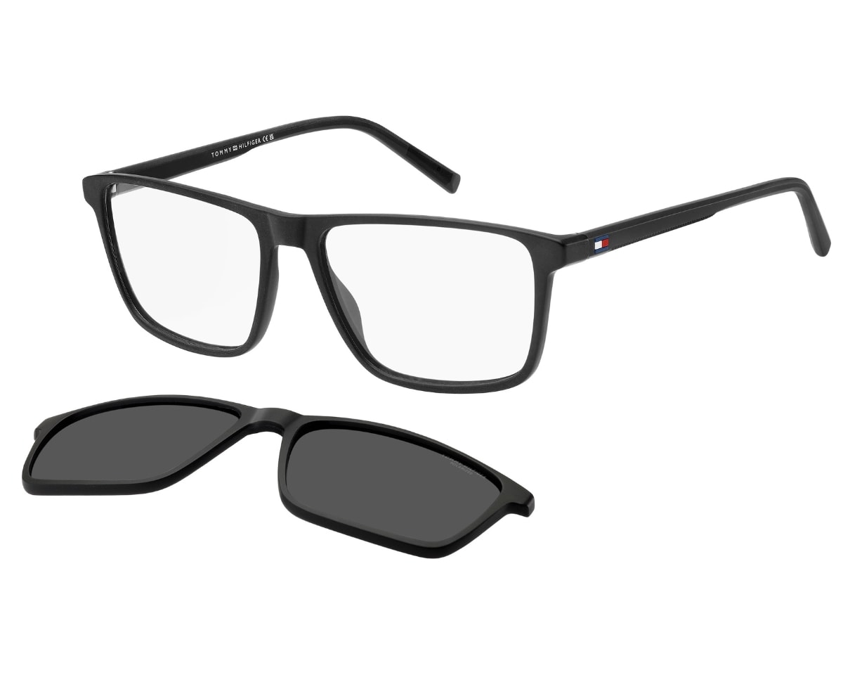 Óculos de Grau Tommy Hilfiger Clip On Preto Fosco Polarizado TH2326/C 807-57