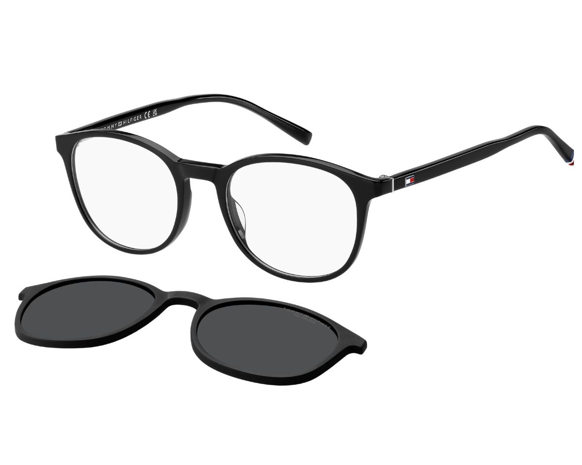 Óculos de Grau Tommy Hilfiger Clip On Preto Polarizado TH2268/C 003-51