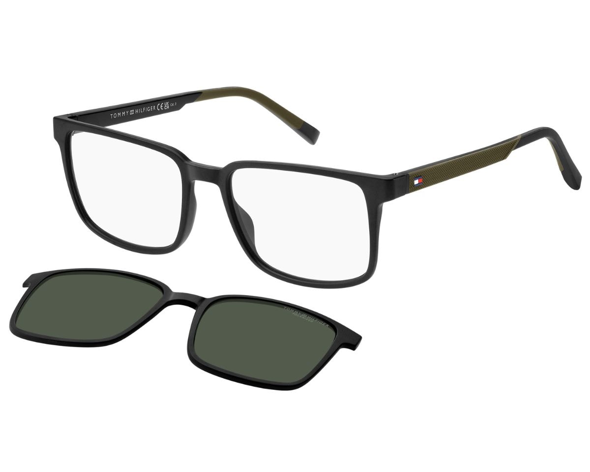 Óculos de Grau Tommy Hilfiger Clip On Preto Verde Polarizado