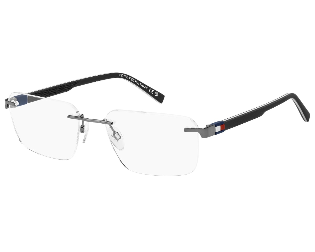 Óculos de Grau Tommy Hilfiger Preto Fosco Cinza TH2323 KJ1-55