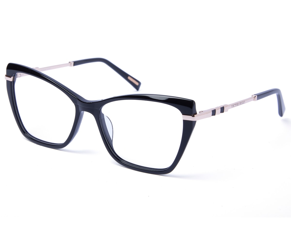 Óculos de Grau Victor Hugo Preto Brilho Dourado VH1893 0700-55