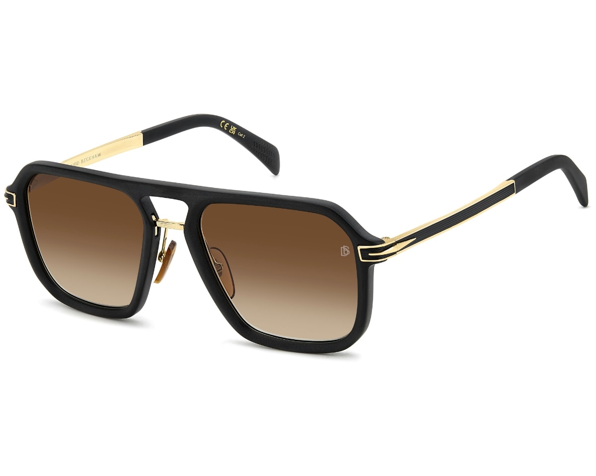 Óculos de Sol David Beckham Preto Fosco Dourado DB7136/S I46-56