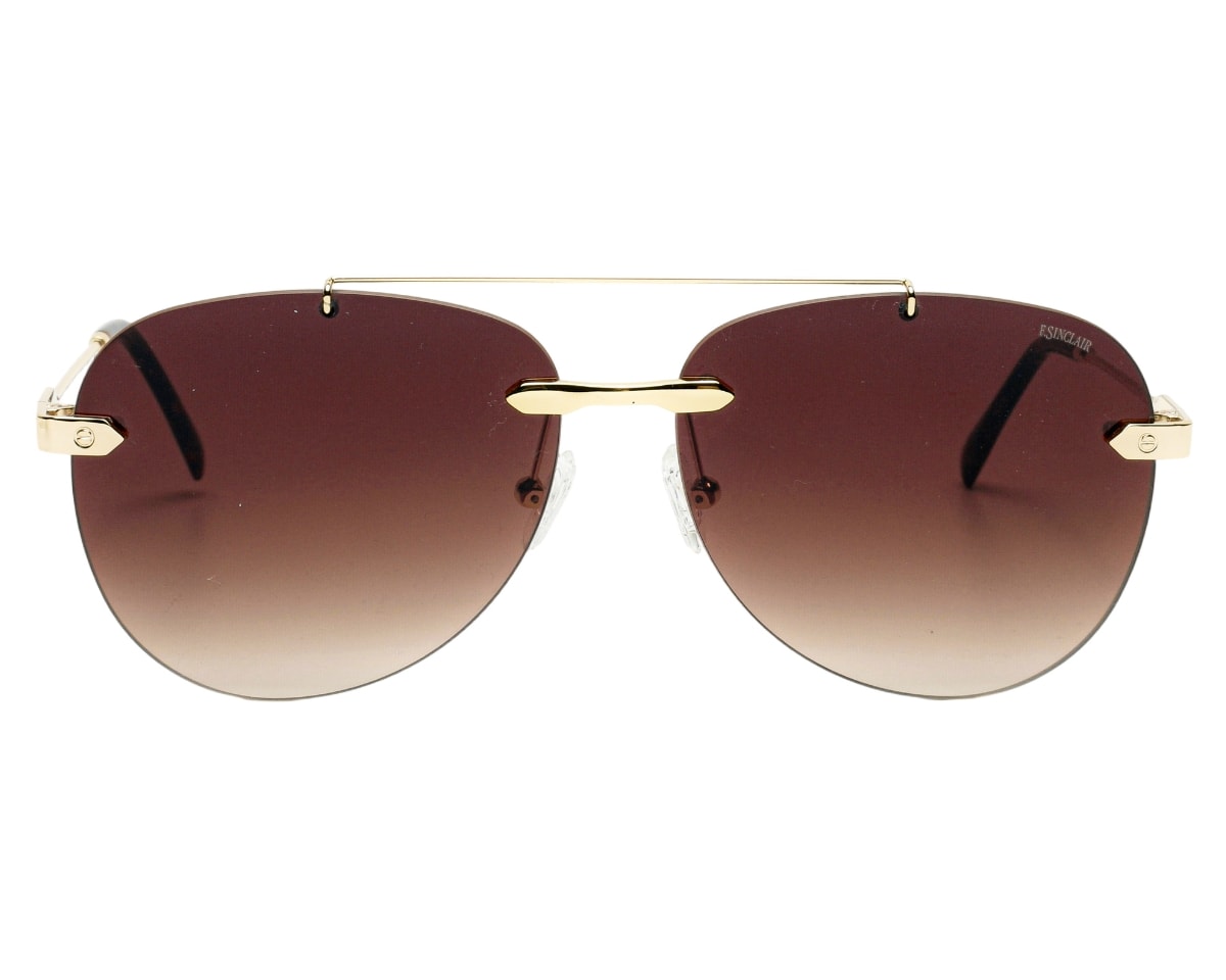 Óculos de Sol F. Sinclair Dourado Marrom MB1473 C5-61