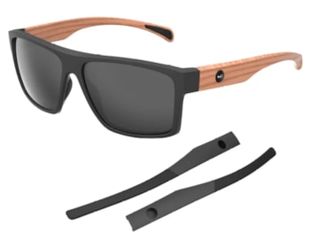 Óculos de Sol HB Happy Matte Black + Haste Wood Polarized Gray