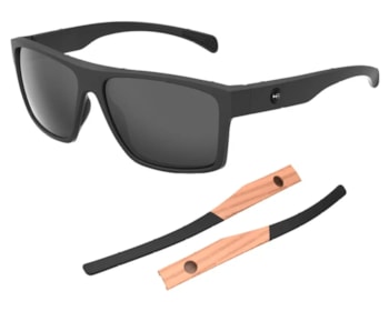 Óculos de Sol HB Happy Matte Black + Haste Wood Polarized Gray