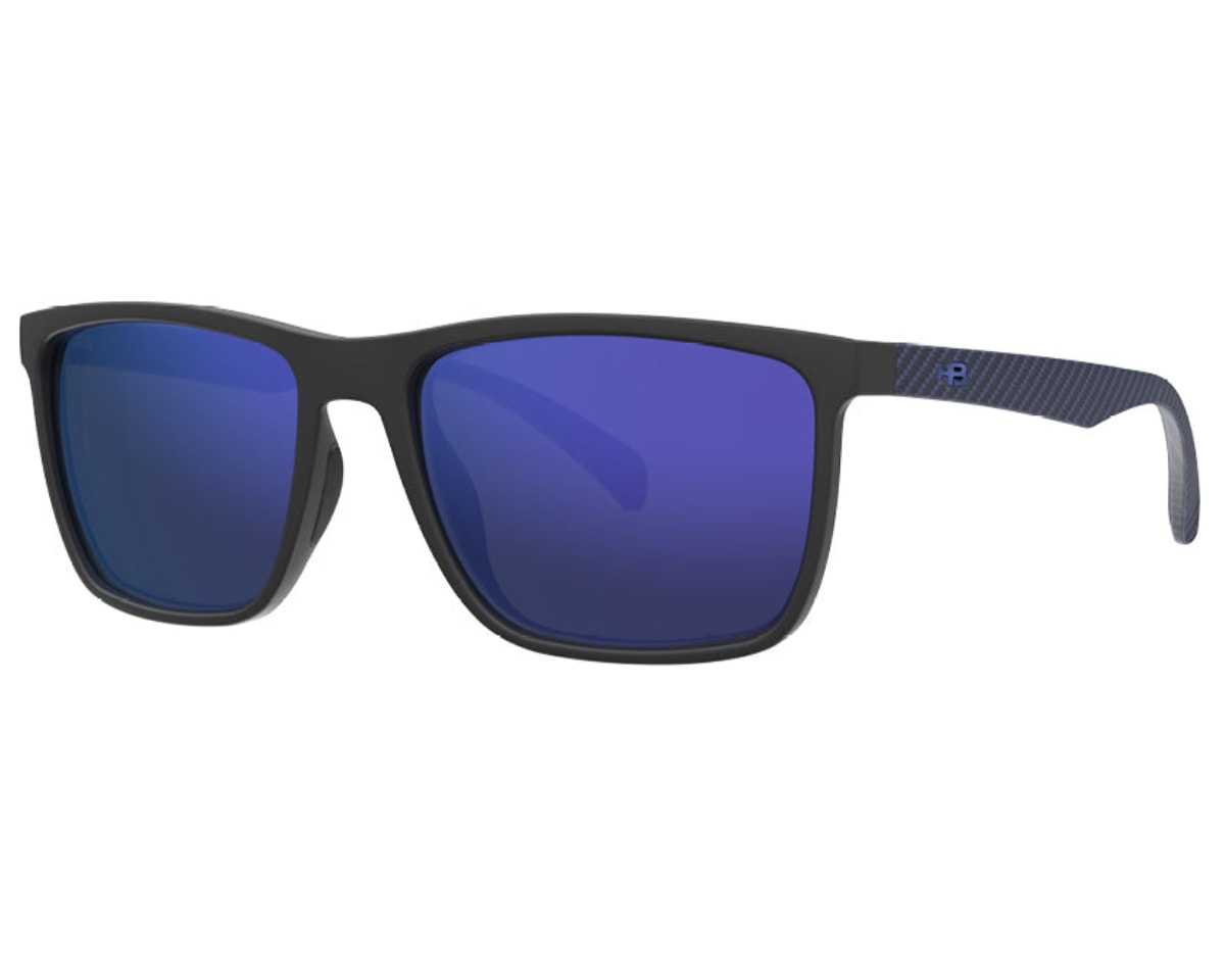 Óculos de Sol HB Iconic Matte Black Blue Print Carbon Fiber Blue Chrome