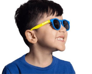 Óculos de Sol Infantil Sunkids Retrô Azul e Amarelo