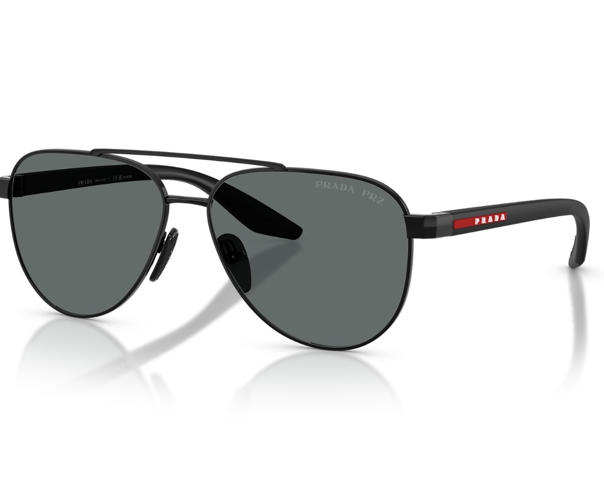 Óculos de Sol Prada Linea Rossa Preto Polarizado PSA52S 1AB5Z1-58