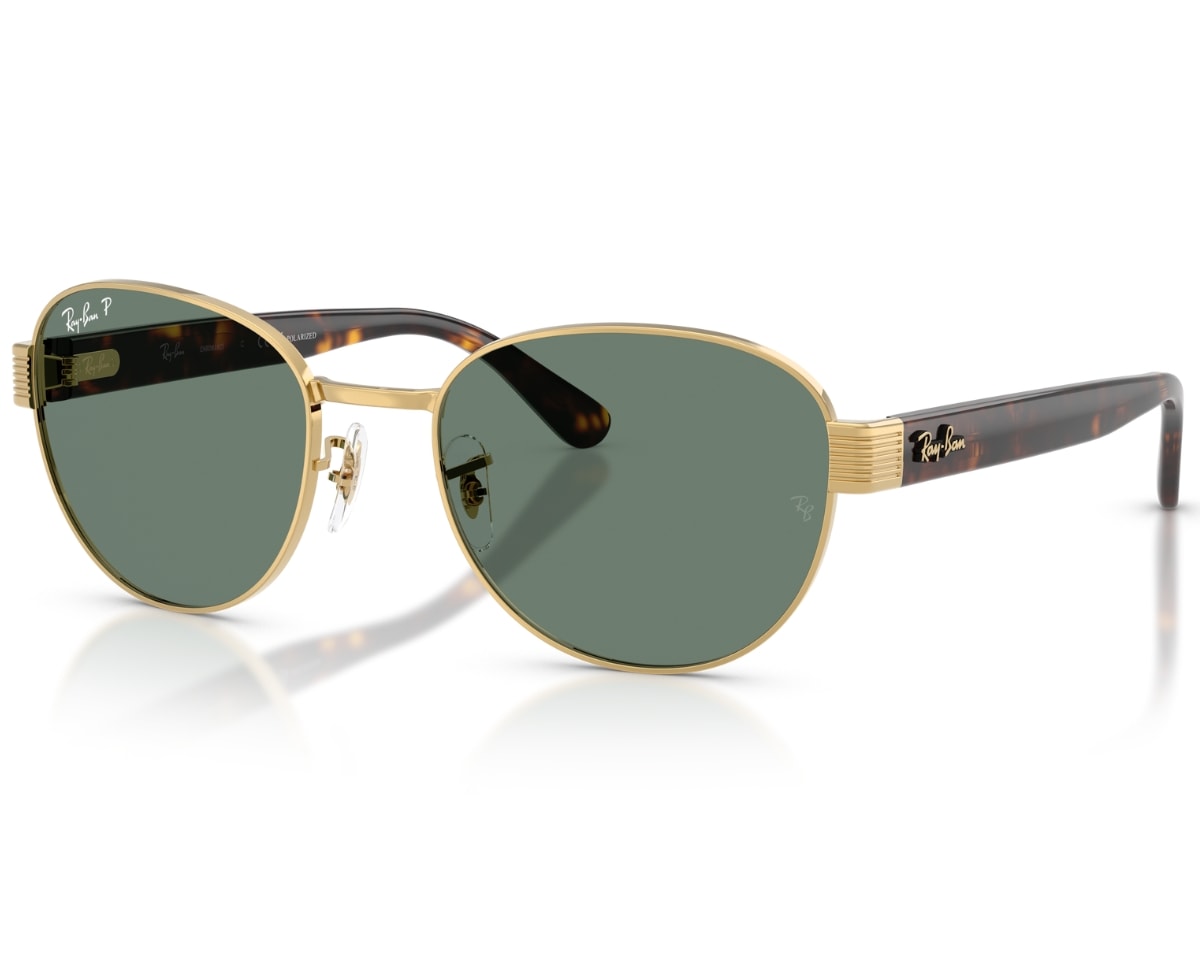 =美品中古= Ray-Ban CHROMANCE Óculos de Sol Ray Ban Chromance Dourado Polarizado RB3766CH 001O9
