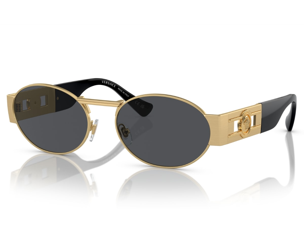 ✨VERSACE✨y2kブラックオーバルサングラス ゴールドロゴ Óculos de Sol Versace Iconic Dourado VE2264 100287-56 - Officina 7